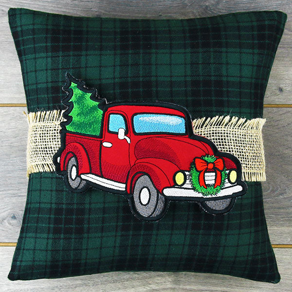 Christmas Retro Truck Pillow Wrap (In-the-Hoop)