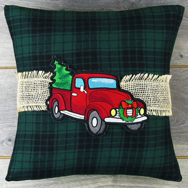 Christmas Retro Truck Pillow Wrap (In-the-Hoop)