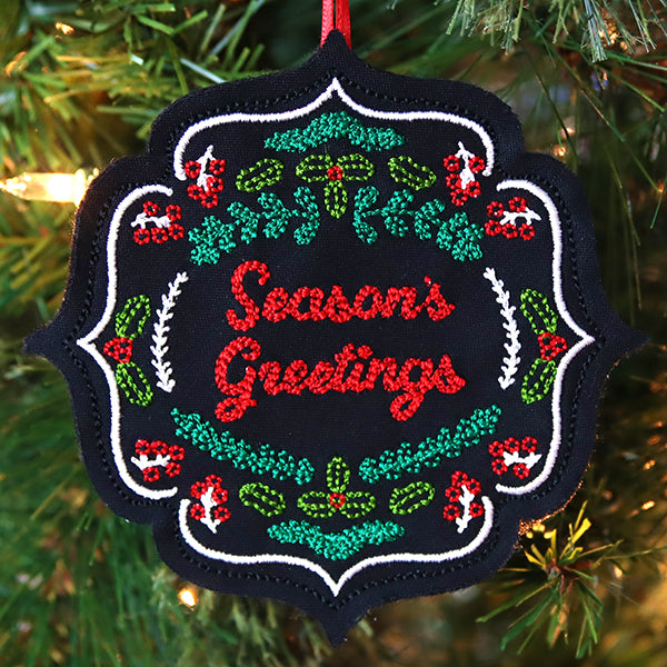 Classic Season's Greetings Ornament (In-the-Hoop)