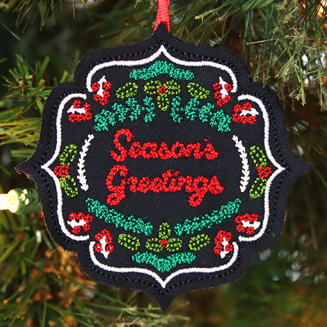 Classic Season's Greetings Ornament (In-the-Hoop)