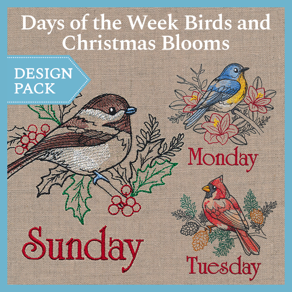 A Days of the Week Birds and Christmas Blooms Design Pack