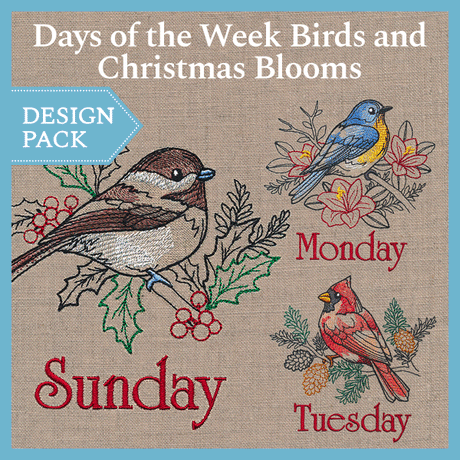 A Days of the Week Birds and Christmas Blooms Design Pack