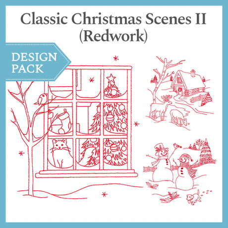 A Classic Christmas Scenes II (Redwork) Design Pack
