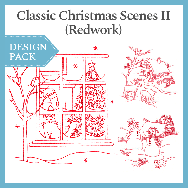 A Classic Christmas Scenes II (Redwork) Design Pack