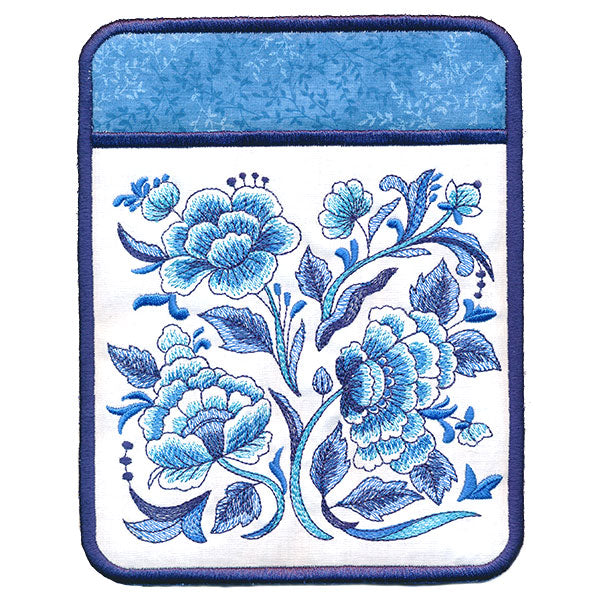 Delft Blue Flourishing Pot Holder (In-the-Hoop)