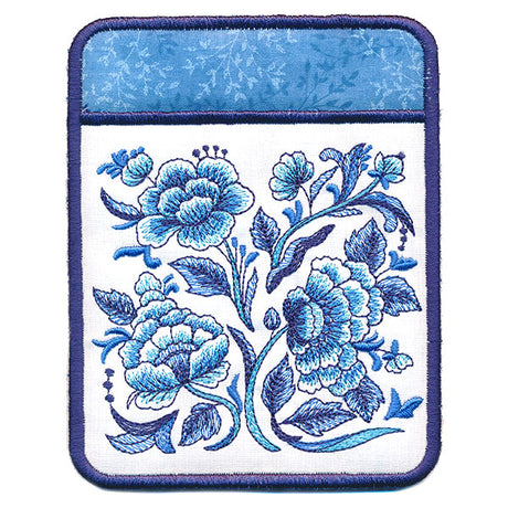 Delft Blue Flourishing Pot Holder (In-the-Hoop)