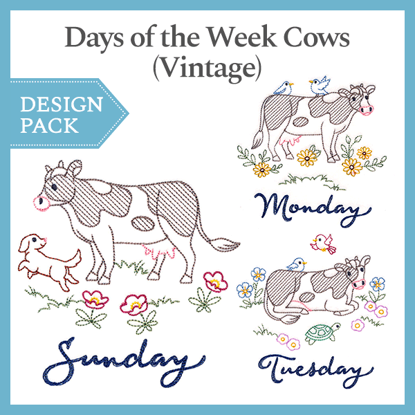 A Days of the Week Cows (Vintage) Design Pack