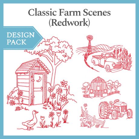 A Classic Farm Scenes (Redwork) Design Pack