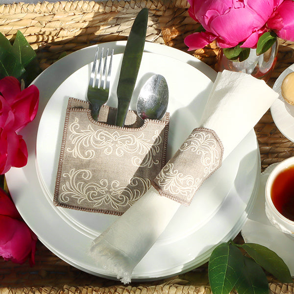 Elegant Swirls Silverware Holder (In-the-Hoop)