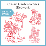A Classic Garden Scenes (Redwork) Design Pack