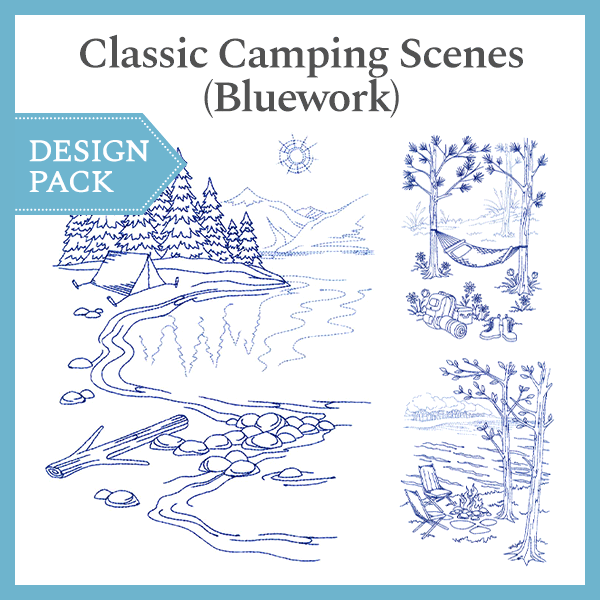 A Classic Camping Scenes (Bluework) Design Pack