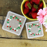 Lace Edge Strawberry Coaster (In-the-Hoop)