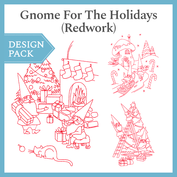 A Gnome For The Holidays (Redwork) Design Pack