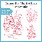 A Gnome For The Holidays (Redwork) Design Pack