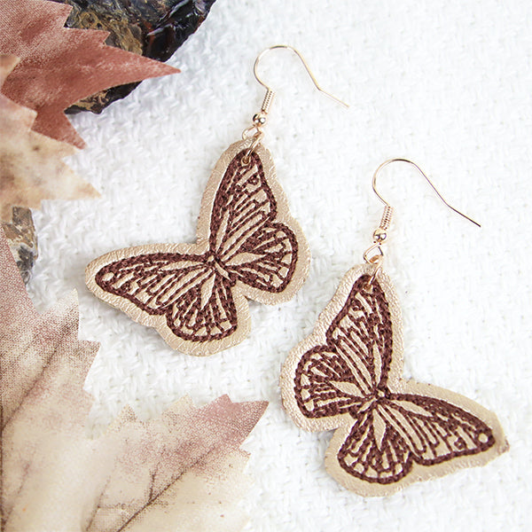 Fluttering Butterfly Leather Earrings (In-the-Hoop)