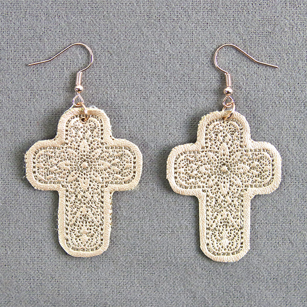 At The Cross Leather Earrings (In-the-Hoop)