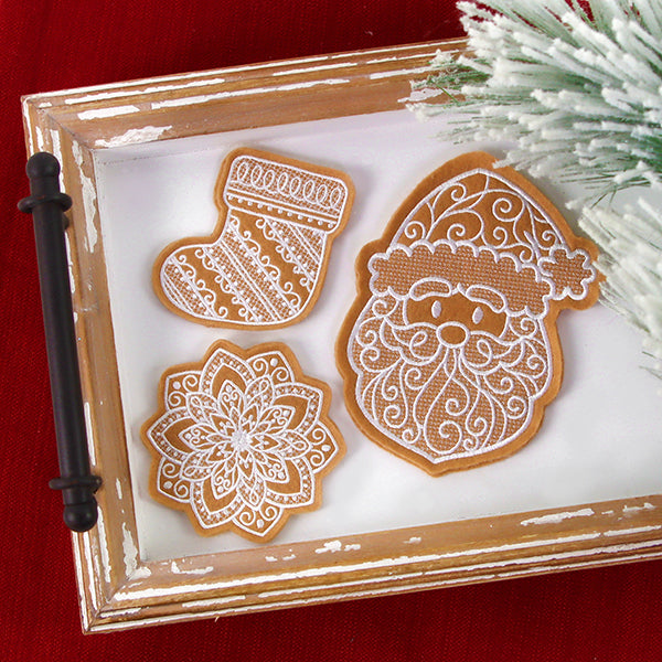 Deluxe Gingerbread Cookie - Poinsettia (In-the-Hoop)