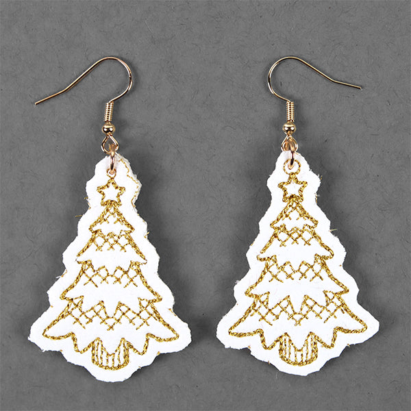 Festive Tree Leather Earrings (In-the-Hoop)