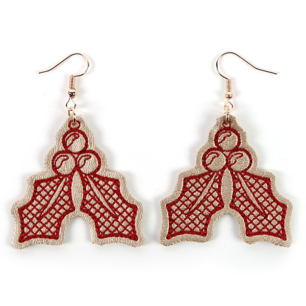 Sweet Holly Leather Earrings (In-the-Hoop)