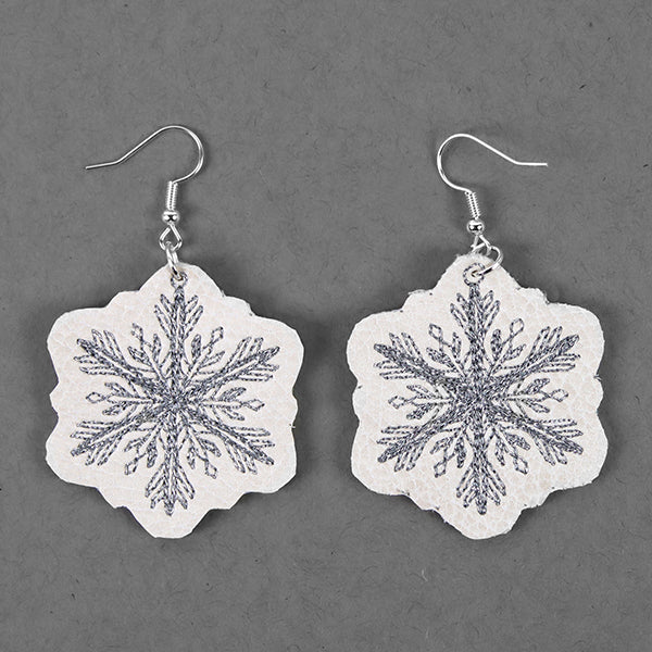 Winter Snowflakes Leather Earrings (In-the-Hoop)