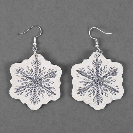 Winter Snowflakes Leather Earrings (In-the-Hoop)