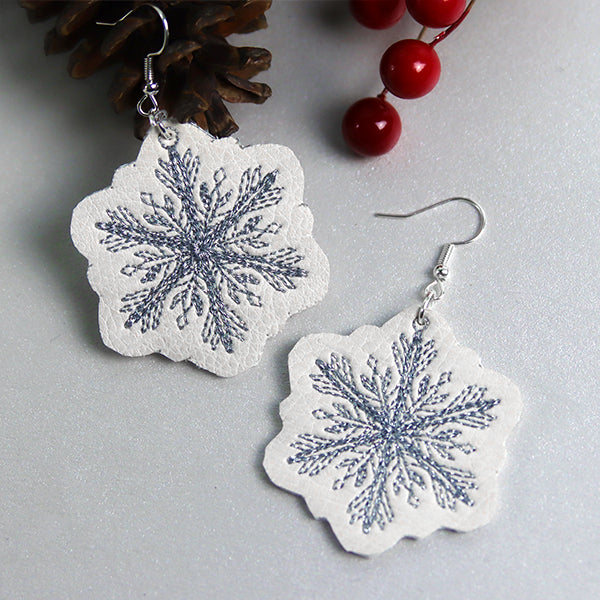 Winter Snowflakes Leather Earrings (In-the-Hoop)