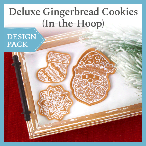 A Deluxe Gingerbread Cookies (In-the-Hoop) Design Pack