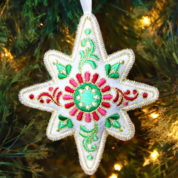 Festive Filigree Christmas Ornament - Star (In-the-Hoop)