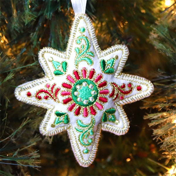 Festive Filigree Christmas Ornament - Star (In-the-Hoop)