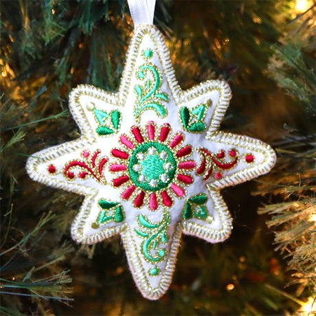 Festive Filigree Christmas Ornament - Star (In-the-Hoop)