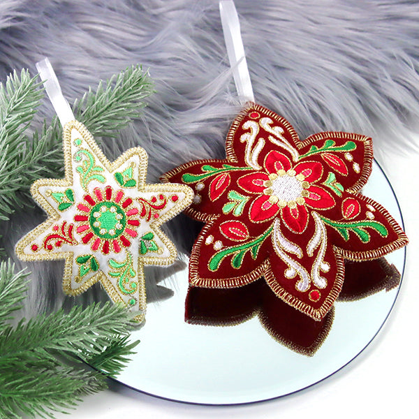 Festive Filigree Christmas Ornament - Star (In-the-Hoop)