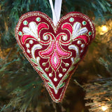 Festive Filigree Christmas Ornament - Heart (In-the-Hoop)