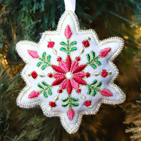 Festive Filigree Christmas Ornament - Snowflake (In-the-Hoop)