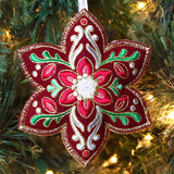 Festive Filigree Christmas Ornament - Poinsettia (In-the-Hoop)