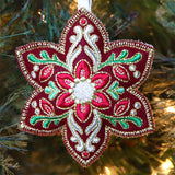 Festive Filigree Christmas Ornament - Poinsettia (In-the-Hoop)