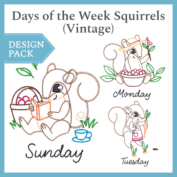 A Days of the Week Squirrels (Vintage) Design Pack