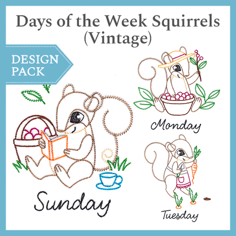 A Days of the Week Squirrels (Vintage) Design Pack