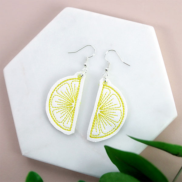 Succulent Citrus Leather Earrings (In-the-Hoop)