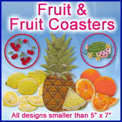 A Fruit & Fruit Coaster Design Pack (In-the-Hoop)