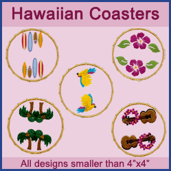 A Hawaiian Coasters Design Pack (In-the-Hoop)