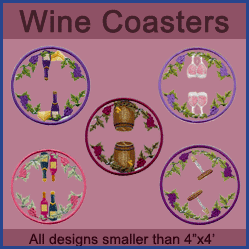 A Wine Coasters Design Pack (In-the-Hoop)