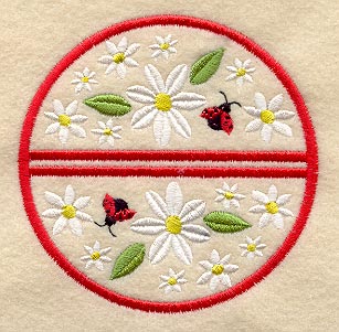 Daisies and Ladybugs Coaster (Stemware) (In-the-Hoop)