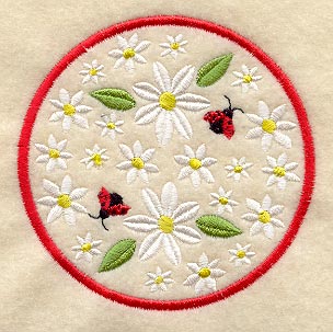 Daisies and Ladybugs Coaster (In-the-Hoop)