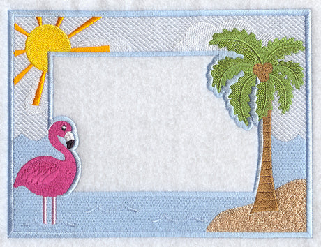 Flamingo and Palm Tree Photo Frame (In-the-Hoop)