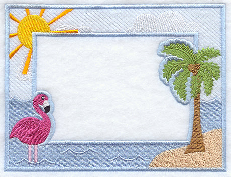 Flamingo and Palm Tree Photo Frame (In-the-Hoop)