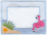 Flamingos on the Beach Photo Frame (In-the-Hoop)