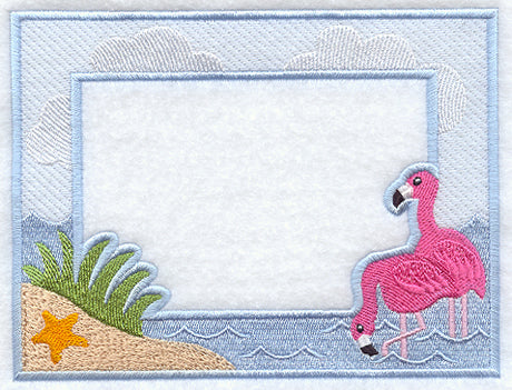 Flamingos on the Beach Photo Frame (In-the-Hoop)