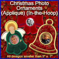 A Christmas Photo Ornaments (Applique) (In-the-Hoop) Design Pack
