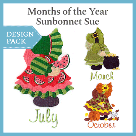 A Months of the Year Sunbonnet Sue Design Pack