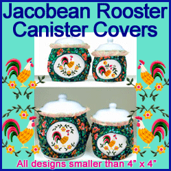 A Jacobean Rooster Canister Covers Design Pack